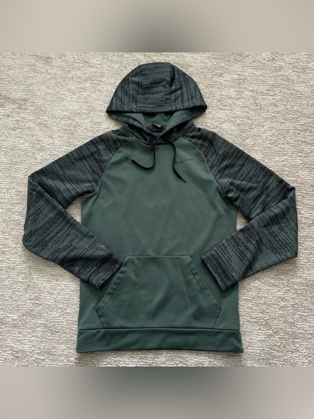 Nike Dri-Fit Therma Fleece Training Pullover Hoodie Green Mens Size Small Logo
